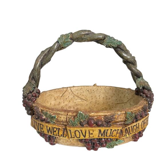 Ceramic Live Well Love Much Laugh Often Basket 6" x 8" - Picture 1 of 7